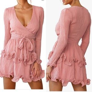 Elegant Pink Wrap Dress